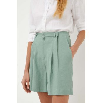 Drykorn pantaloni scurti femei, culoarea verde, neted, high waist