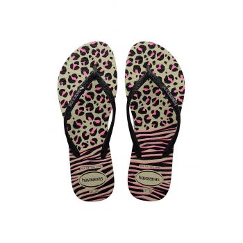 Havaianas slapi SLIM ANIMALS femei, culoarea negru, cu toc plat, 4147964.0006