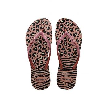 Havaianas slapi SLIM ANIMALS femei, culoarea negru, cu toc plat, 4147964.1924