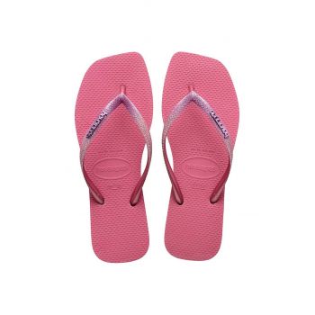 Havaianas slapi SQUARE GLITTER femei, culoarea roz, cu toc plat, 4148102.1750