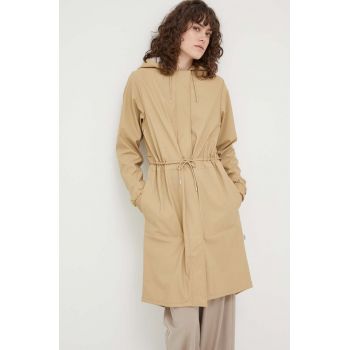 Rains geacă de ploaie 18550 String Parka femei, culoarea bej, de tranziție 18550.24-24Sand