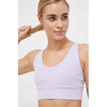 Reebok sutien yoga culoarea violet, neted ieftin