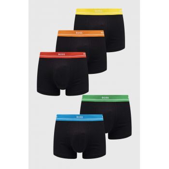 BOSS boxeri 5-pack bărbați, culoarea negru 50489616