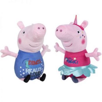 Set 2 jucarii din plus George Dinos & Peppa Pig Unicorn 25 cm, Peppa Pig