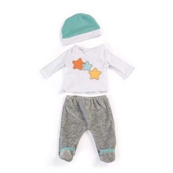 Set Pijama gri pentru pentru papusa bebelus 40 cm