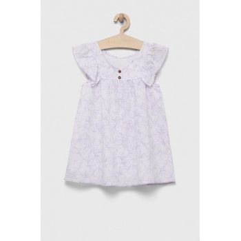 United Colors of Benetton rochie din in pentru copii culoarea violet, mini, evazati