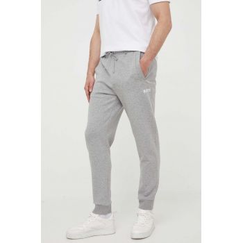 BOSS pantaloni de trening BOSS GREEN barbati, culoarea gri, cu imprimeu