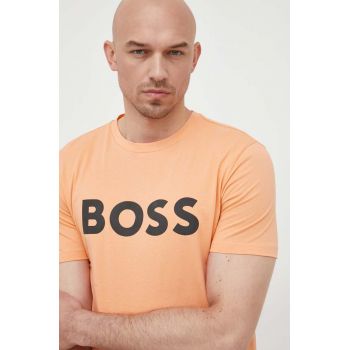 BOSS tricou din bumbac CASUAL bărbați, culoarea portocaliu, cu imprimeu 50481923