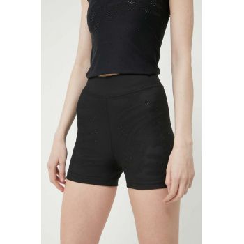 LaBellaMafia pantaloni scurti femei, culoarea negru, neted, high waist