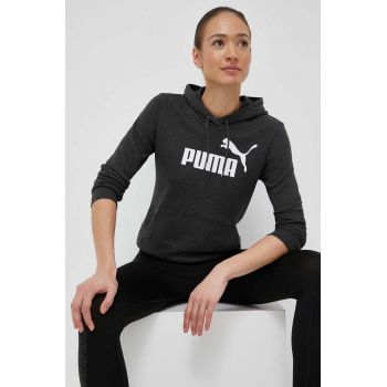 Puma bluză femei, culoarea gri, cu glugă, imprimeu 586791 ieftin
