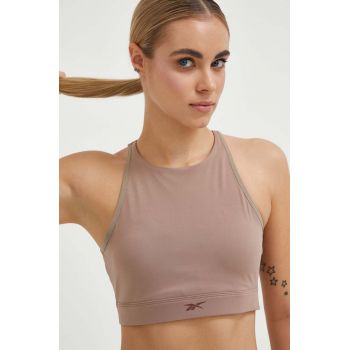 Reebok sutien yoga Long Line culoarea bej, neted