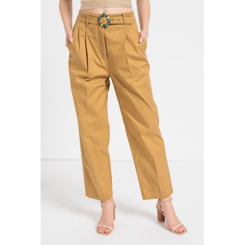 Pantaloni crop cu talie inalta