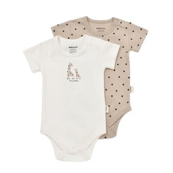 Set 2 body-uri bebe unisex Girafa, BabyCosy, 100% bumbac organic