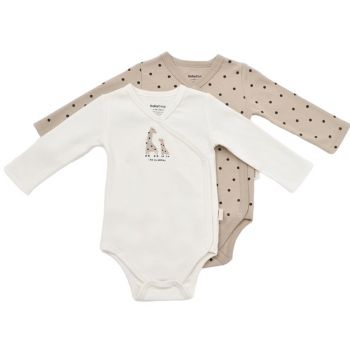 Set 2 body-uri cu maneca lunga petrecute, Girafa, BabyCosy, 100% bumbac organic