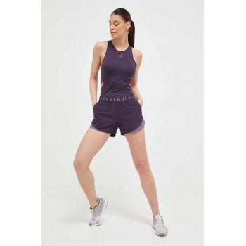 Under Armour pantaloni scurți de antrenament Play Up 3.0 culoarea violet, cu imprimeu, medium waist