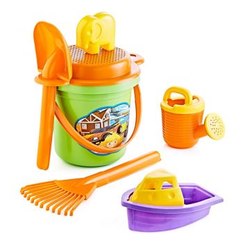 Set 5 ustensile de joaca pentru nisip Great Beach cu galetusa si accesorii Orange