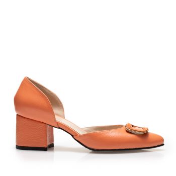 Pantofi eleganți damă din piele naturală - 23019 Orange Box la reducere