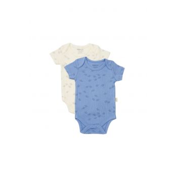 Set 2 body-uri Printed, BabyCosy, 50% modal+50% bumbac, Ecru/Lavanda