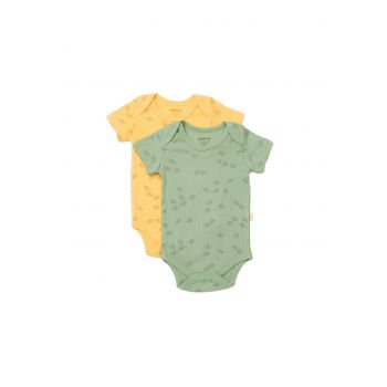 Set 2 body-uri Printed, BabyCosy, 50% modal+50% bumbac, Lamaie/Verde