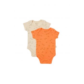 Set 2 body-uri Printed, BabyCosy, 50% modal+50% bumbac, Stone/Apricot