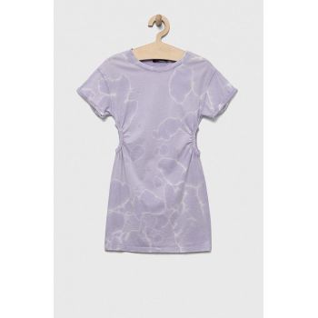 Sisley rochie din bumbac pentru copii culoarea violet, mini, mulata