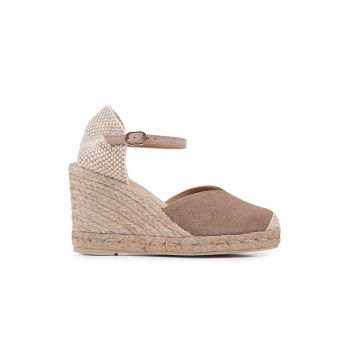 Espadrile din piele intoarsa cu talpa wedge