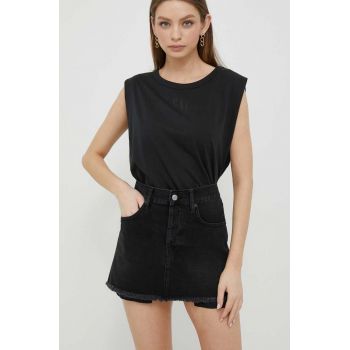 Sisley fusta jeans culoarea negru, mini, drept