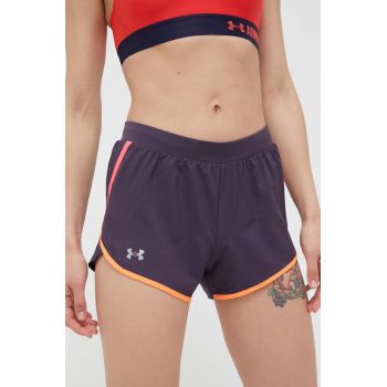 Under Armour pantaloni scurți de alergare Fly-By 2.0 culoarea gri, neted, medium waist