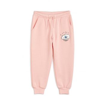 Mini Rodini pantaloni de trening din bumbac pentru copii culoarea roz, cu imprimeu