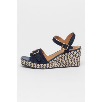 Sandale wedge de piele intoarsa Panarea