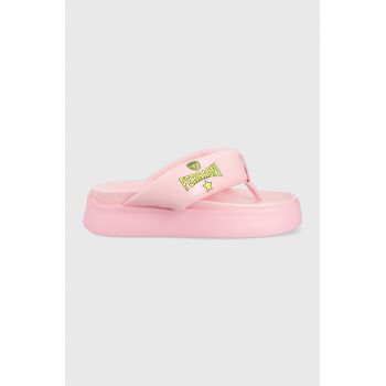 Chiara Ferragni slapi CF3149_012 femei, culoarea roz, cu platforma, CF PLATFORM FLIP FLOP