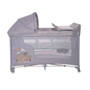 Patut pliabil Moonlight Plus 2 nivele cu accesorii Grey Dream