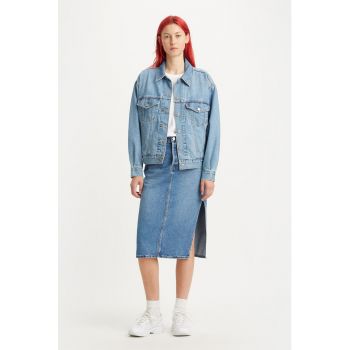 Fusta midi din denim cu slit lateral