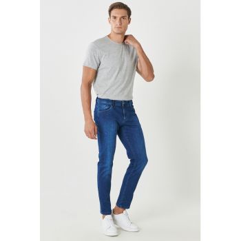 Blugi slim fit cu aspect decolorat