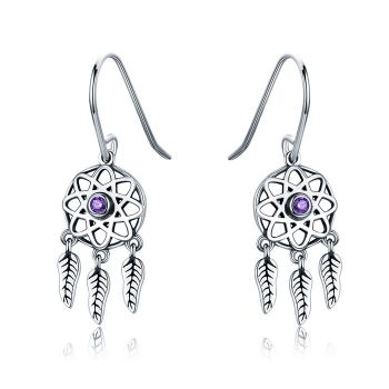 Cercei din argint Dream Catcher purple de firma original