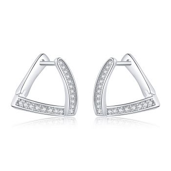 Cercei din argint Geometric Crystal Hoops