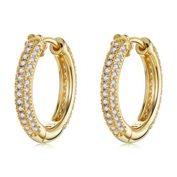 Cercei din argint Golden Glamour Hoops