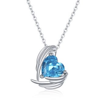 Colier din argint Clear Blue Winged Heart de firma original