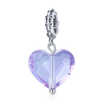 Talisman din argint Violet Translucent Heart