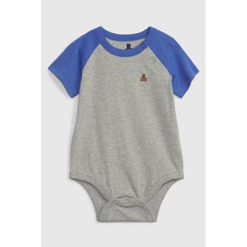 Body de bumbac organic cu maneci raglan