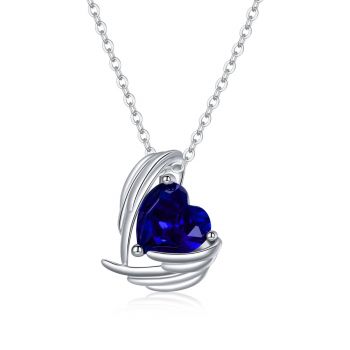 Colier din argint Dark Blue Winged Heart