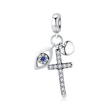 Talisman din argint Heart Cross Eye