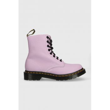 Dr. Martens bocanci de piele 1460 Pascal femei, culoarea violet, cu toc plat, DM30689308 DM30689308-Lilac