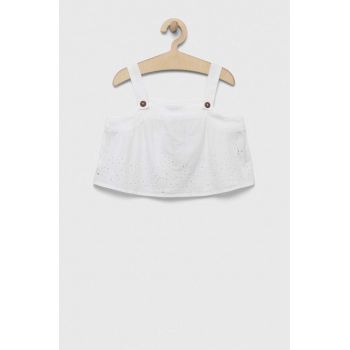 United Colors of Benetton bluza de bumbac pentru copii culoarea alb, neted