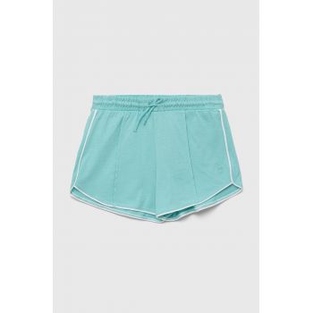 United Colors of Benetton pantaloni scurți din bumbac pentru copii culoarea turcoaz, neted