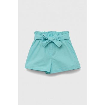 United Colors of Benetton pantaloni scurți din bumbac pentru copii culoarea turcoaz, neted ieftini