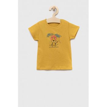 United Colors of Benetton tricou din bumbac pentru bebelusi culoarea galben