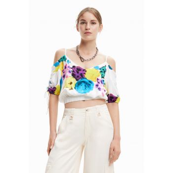 Bluza crop cu decolteu pe umeri ieftina