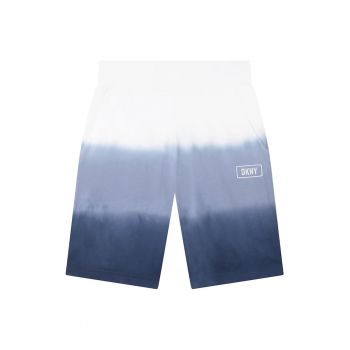 Pantaloni scurti cu model tie-dye si imprimeu text