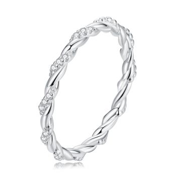 Inel din argint Twisted Silver Crystal